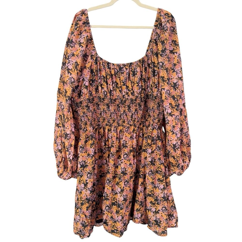 WRAY NYC Smocked Floral Dress Size 6XL Night Garden Print